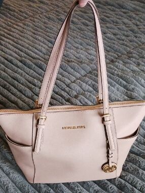 Michael Kors Jet Set Saffiano Leather Tote In Soft Blush Pink